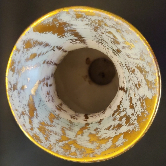 1950's Stangl 22kt Antique Gold Matte Light Turquoise 7 3/4" Pottery #1906 - Picture 5 of 9